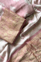 Pure Needle Shibori 3 Pc Suit with Lagadi Patta Border – Light Baby Pink
