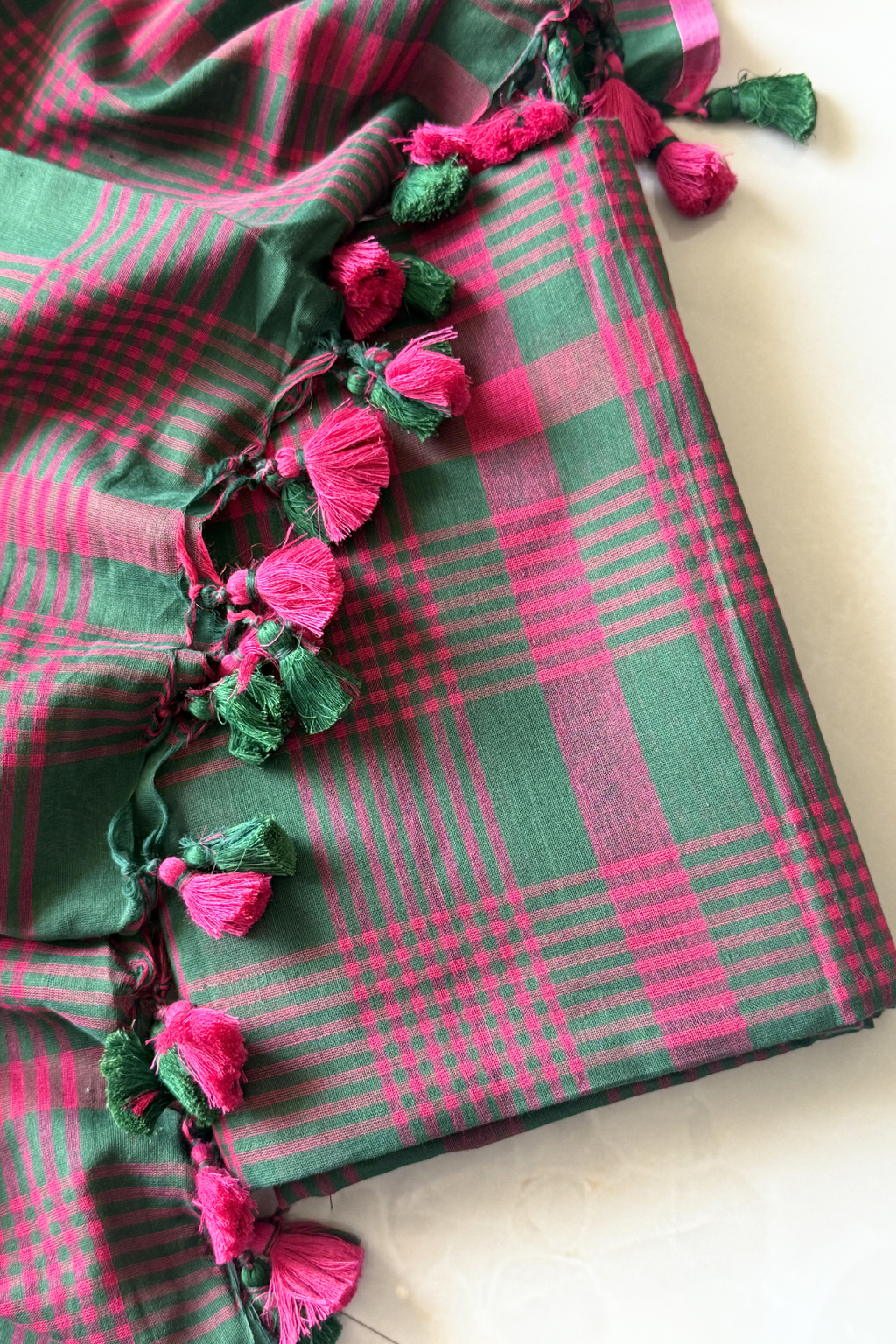 cotton Jamdani 2 Pc Set –  Green And Pink