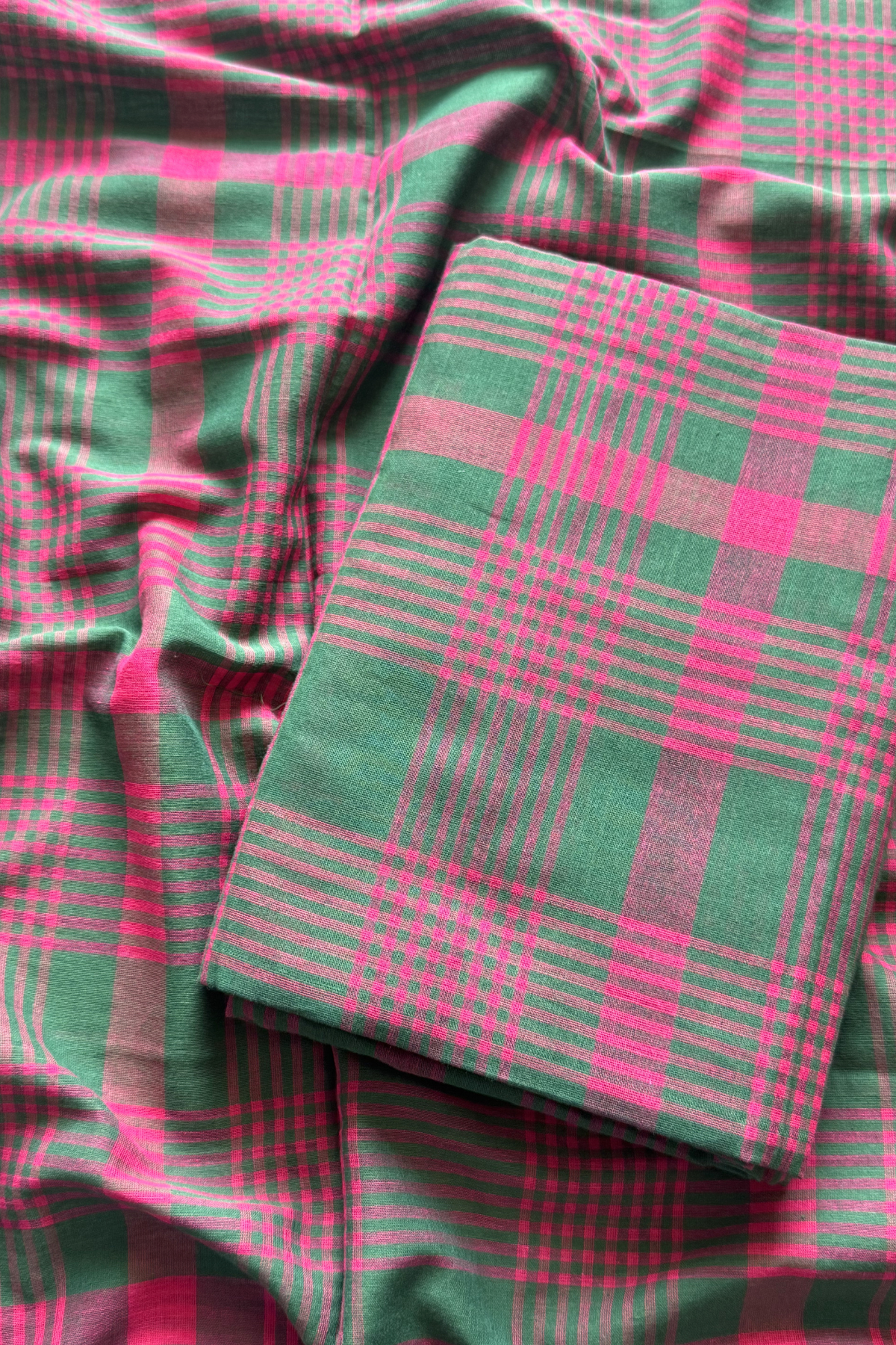 cotton Jamdani 2 Pc Set –  Green And Pink