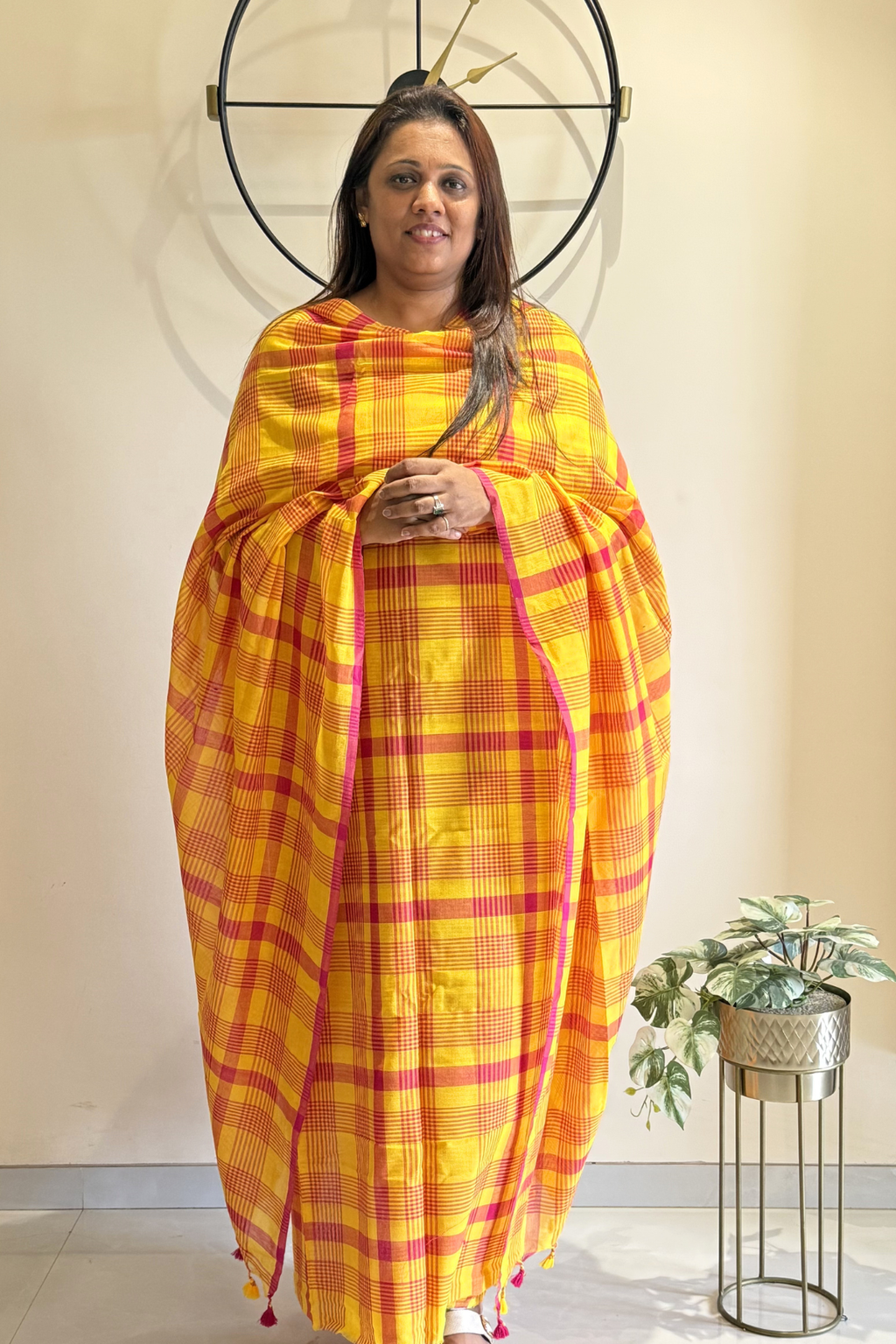 Cotton Jamdani 2 Pc Set –  Yellow & Pink
