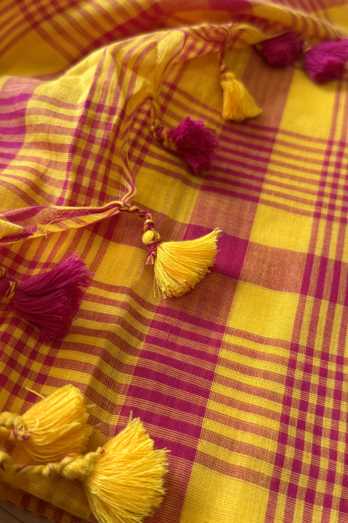 Cotton Jamdani 2 Pc Set –  Yellow & Pink