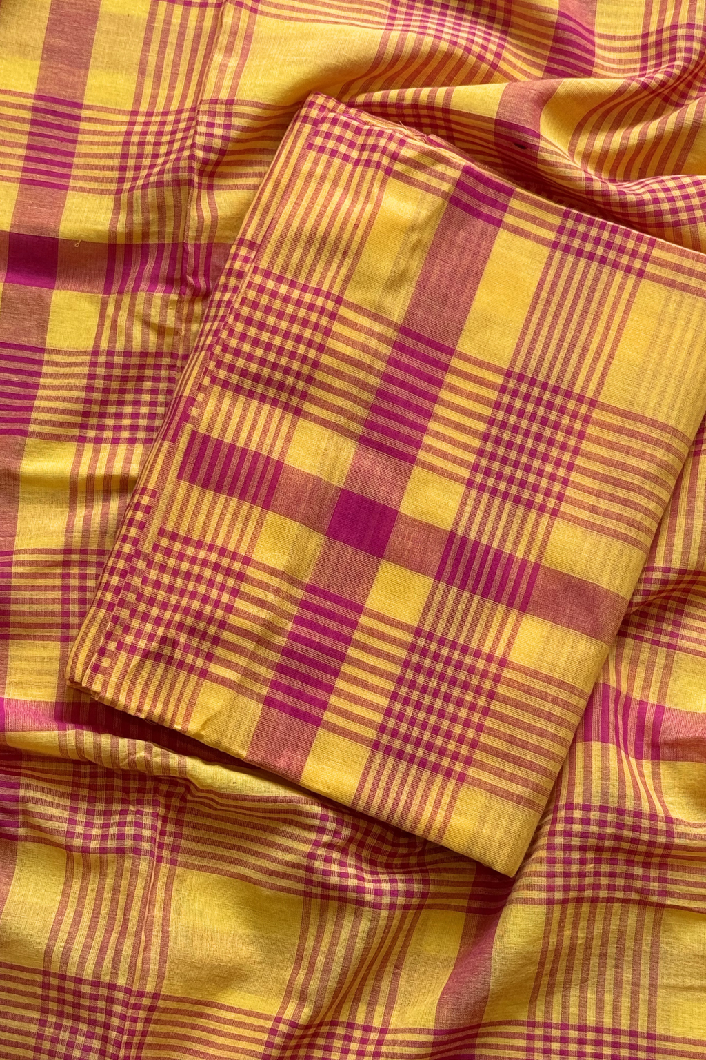 Cotton Jamdani 2 Pc Set –  Yellow & Pink