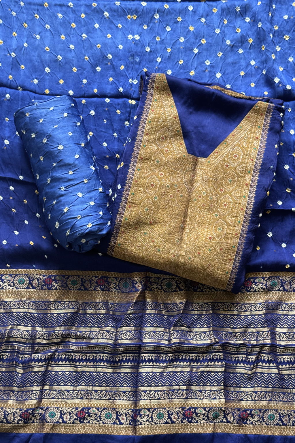 Royal Blue Banarasi Bandhej Elegance