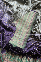 Purple Grey Banarasi Bandhej Elegance