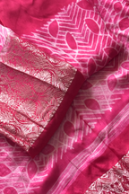 Pure Needle Shibori 3 Pc Suit with Lagadi Patta Border – Rani Pink