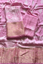 Pure Needle Shibori 3 Pc Suit with Lagadi Patta Border – Baby Pink