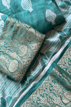 Pure Needle Shibori 3 Pc Suit with Lagadi Patta Border – Sea Green