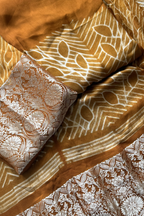 Pure Needle Shibori 3 Pc Suit with Lagadi Patta Border – Ochre