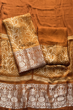 Pure Needle Shibori 3 Pc Suit with Lagadi Patta Border – Ochre