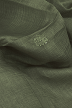 Lucknawi Pure Mul Chanderi 3-Piece Unstitched Kurta Set –  Olive Green