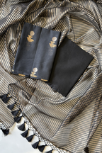 Pure Mul Chanderi With Kadwa Weaving - Black