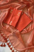 Pure Mul Chanderi With Kadwa Weaving - Orange