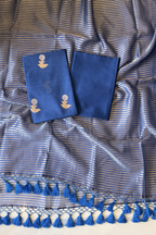 Pure Mul Chanderi With Kadwa Weaving - Blue