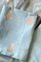 Pure Mul Chanderi With Kadwa Weaving - Sea Foam Blue