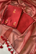 Pure Mul Chanderi With Kadwa Weaving - Red