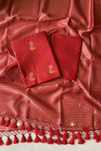 Pure Mul Chanderi With Kadwa Weaving - Red