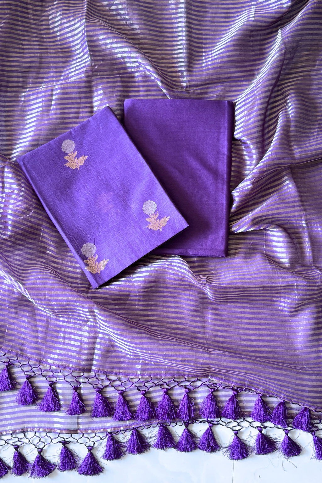 Pure Mul Chanderi With Kadwa Weaving - Purple