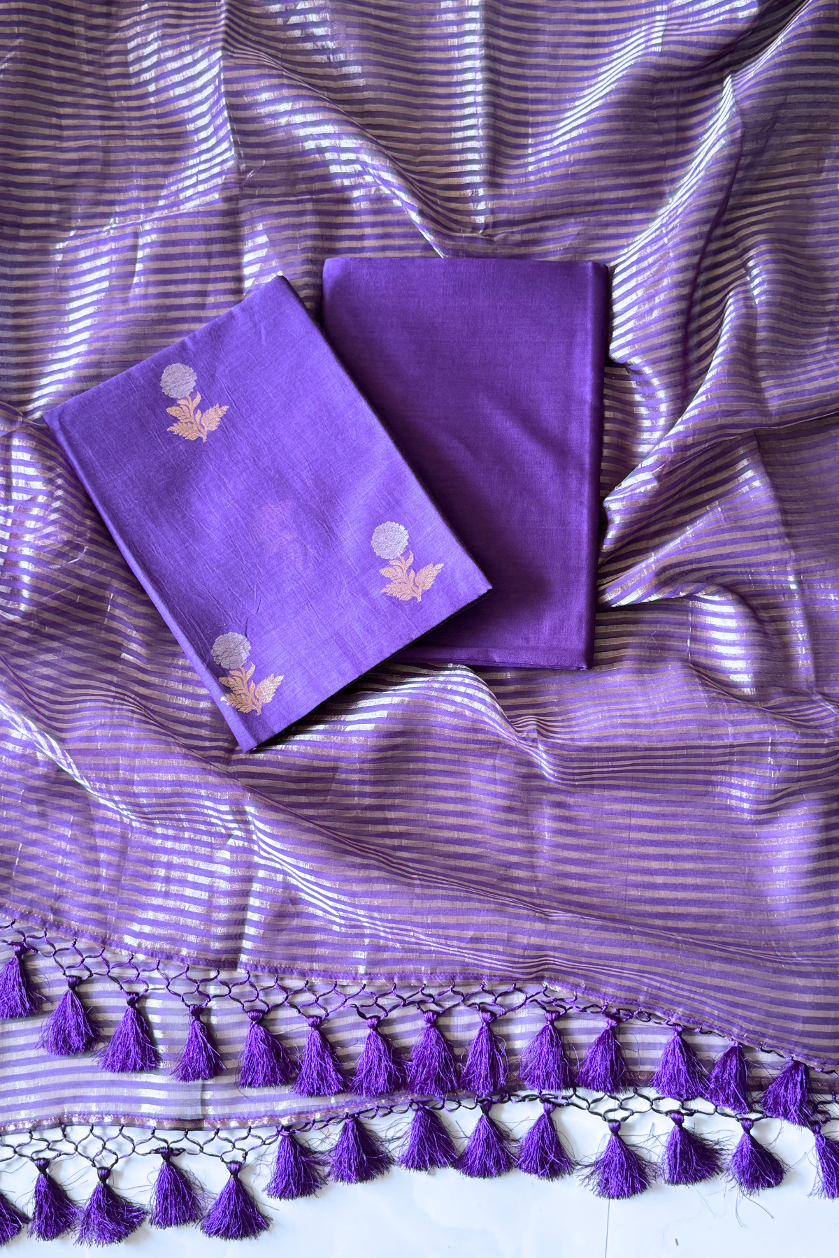 Pure Mul Chanderi With Kadwa Weaving - Purple