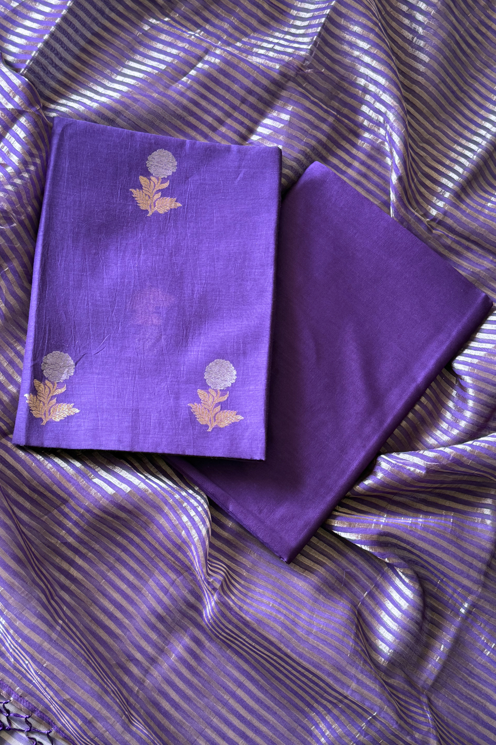 Pure Mul Chanderi With Kadwa Weaving - Purple