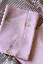 Pure Mul Chanderi With Kadwa Weaving - Light  Pink