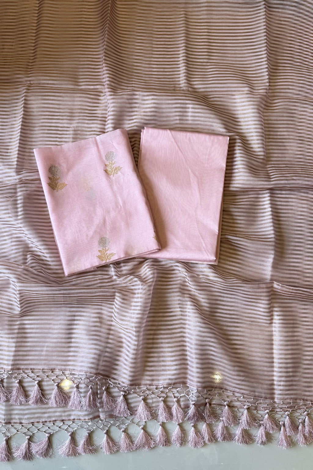 Pure Mul Chanderi With Kadwa Weaving - Light  Pink
