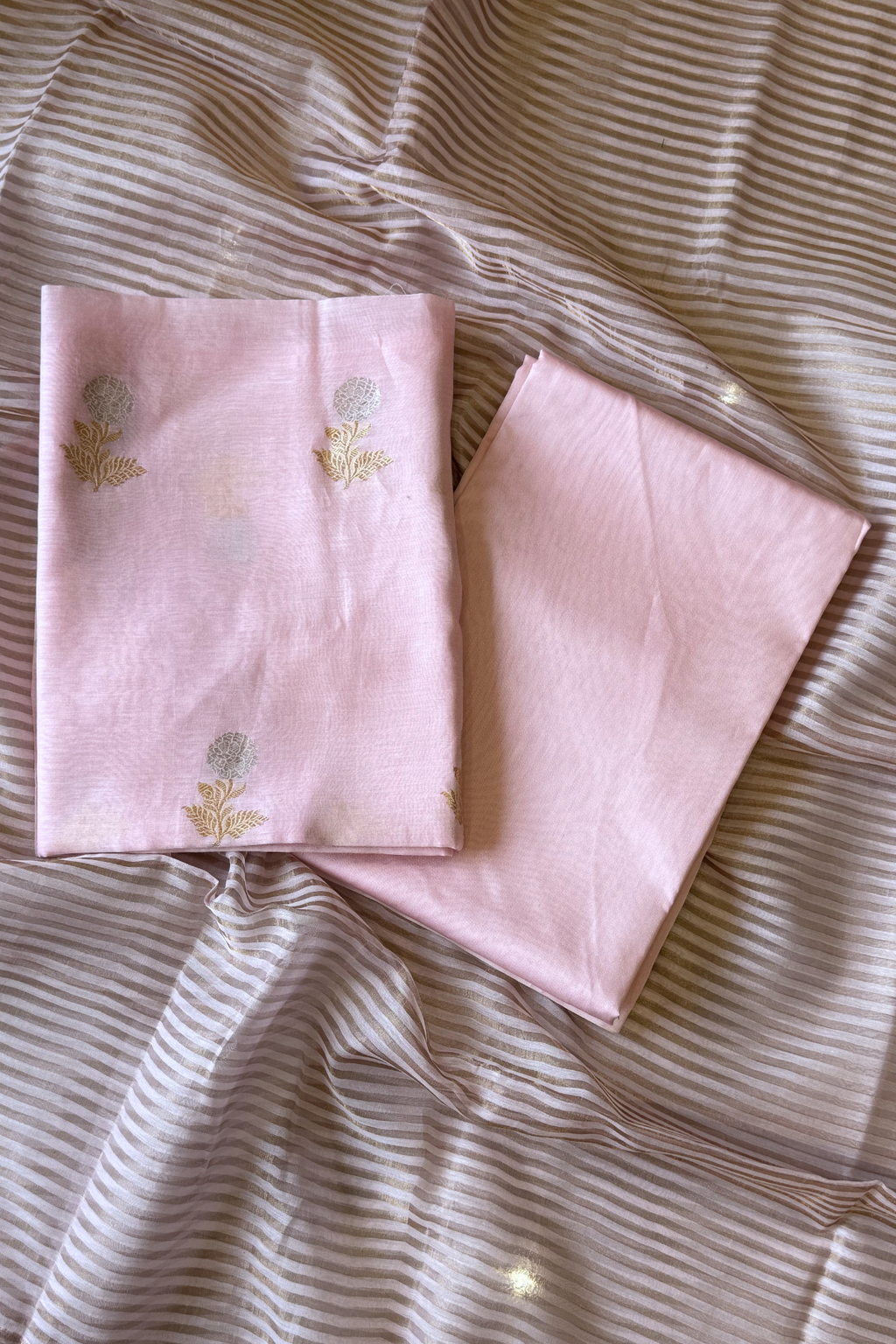 Pure Mul Chanderi With Kadwa Weaving - Light  Pink