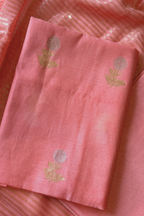 Pure Mul Chanderi With Kadwa Weaving - Peach Pink