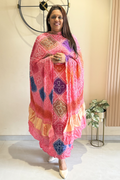 Bandhej Colourful Suit Set -Pink Peach
