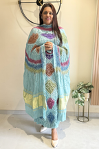 Bandhej Colourful Suit Set -  Sky Blue