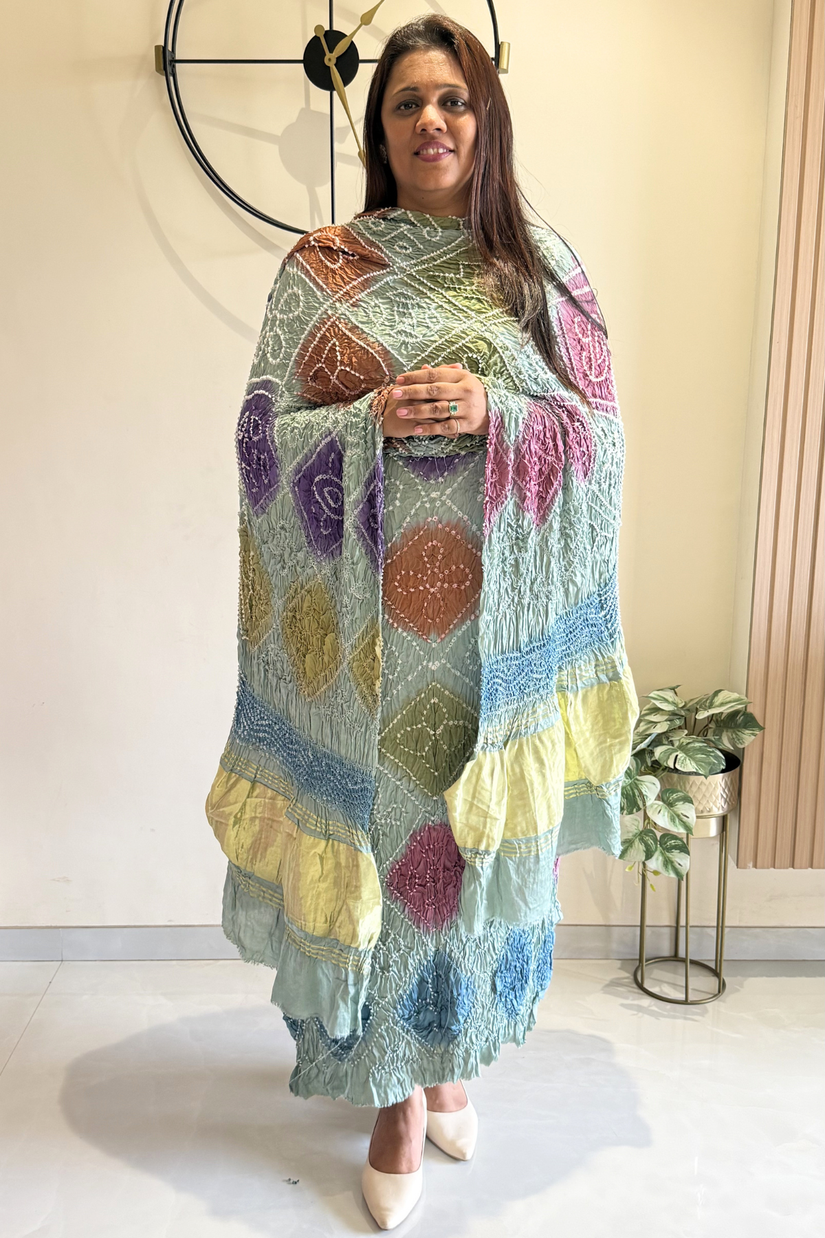 Bandhej Colourful Suit Set - Sea Green