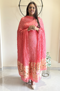 Bandhani With Paitani border - Peach Pink