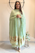 Bandhani With Paitani border - Light Peach Green