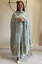 Bandhani With Paitani border - Light Steel Grey