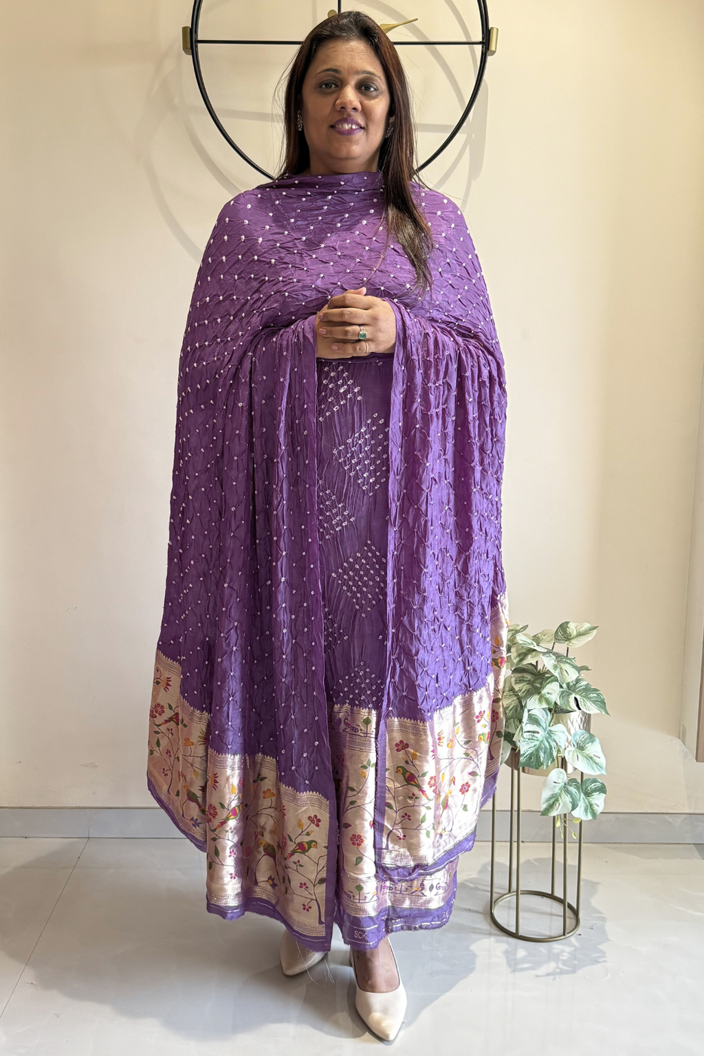 Bandhani With Paitani border - Purple