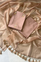 Pure Mul Chanderi With Kadwa Weaving - Dusty Rose