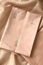 Pure Mul Chanderi With Kadwa Weaving - Light Orange Peach