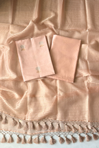 Pure Mul Chanderi With Kadwa Weaving - Light Orange Peach