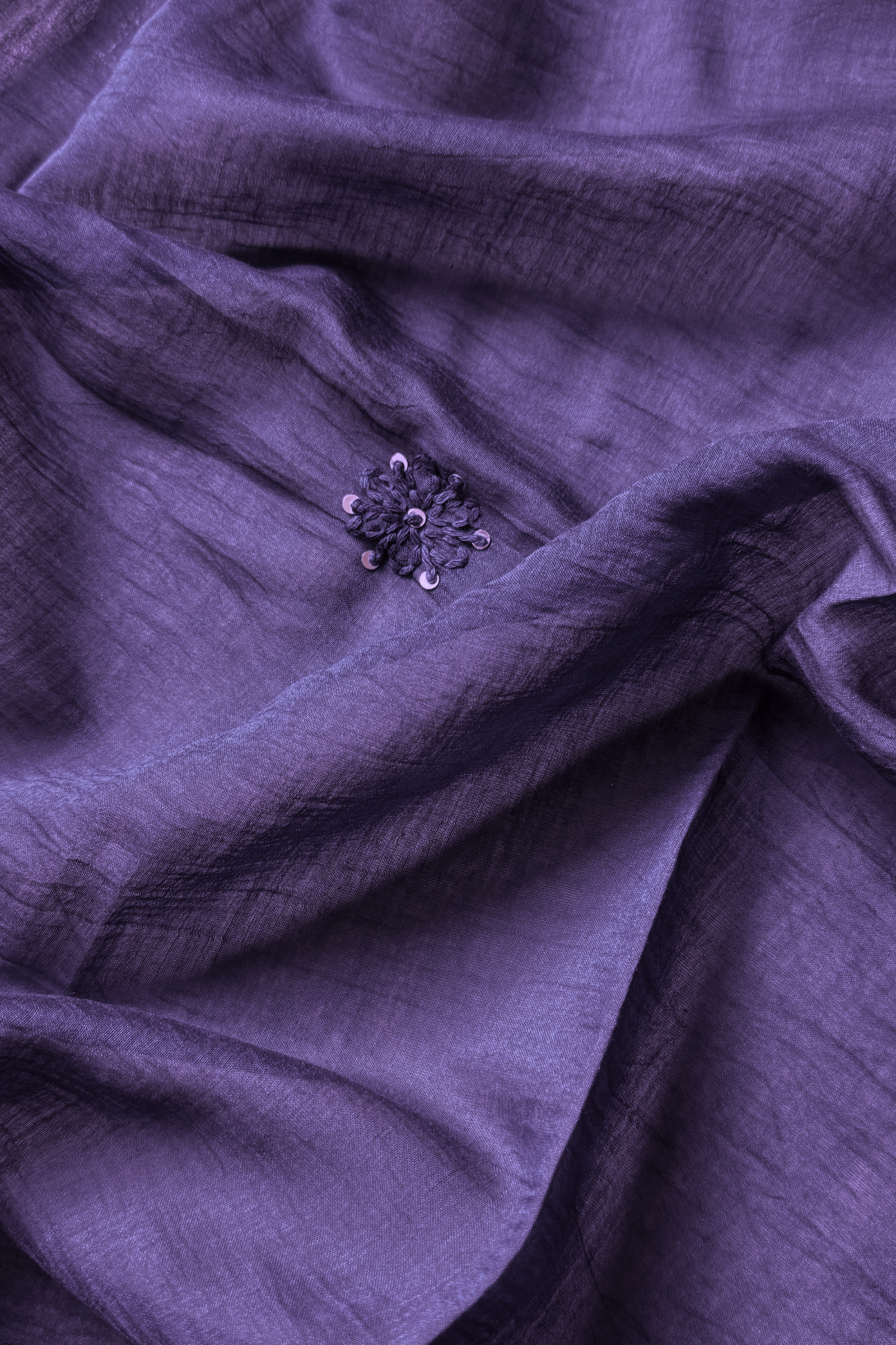 Lucknawi Pure Mul Chanderi 3-Piece Unstitched Kurta Set - Dark Purple