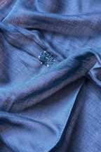 Lucknawi Pure Mul Chanderi 3-Piece Unstitched Kurta Set - Peacock Blue