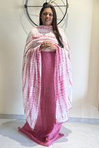 Lucknawi Pure Mul Chanderi 3-Piece Unstitched Kurta Set -  Onion Pink