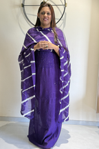 Lucknawi Pure Mul Chanderi 3-Piece Unstitched Kurta Set -Purple