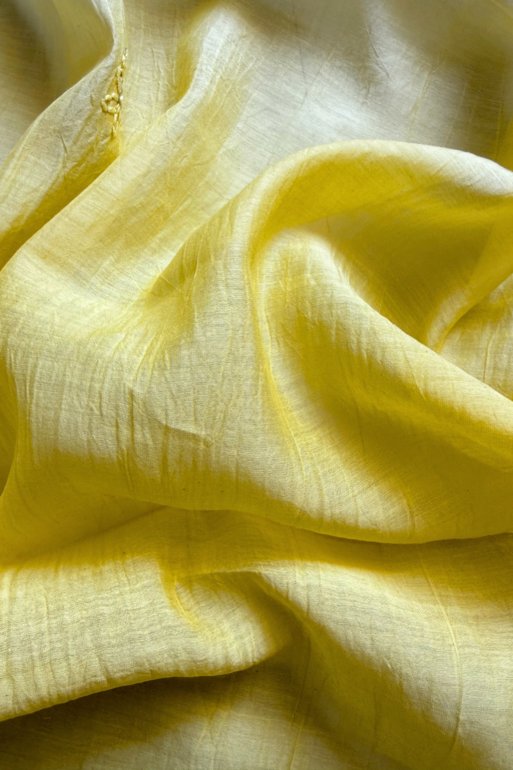 Lucknawi Pure Mul Chanderi 3-Piece Unstitched Ombre Kurta Set – Yellow