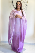Lucknawi Pure Mul Chanderi 3-Piece Unstitched Ombre Kurta Set – Purple