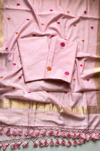 Pure Mul Chanderi With Kadwa Weaving - Light Pink