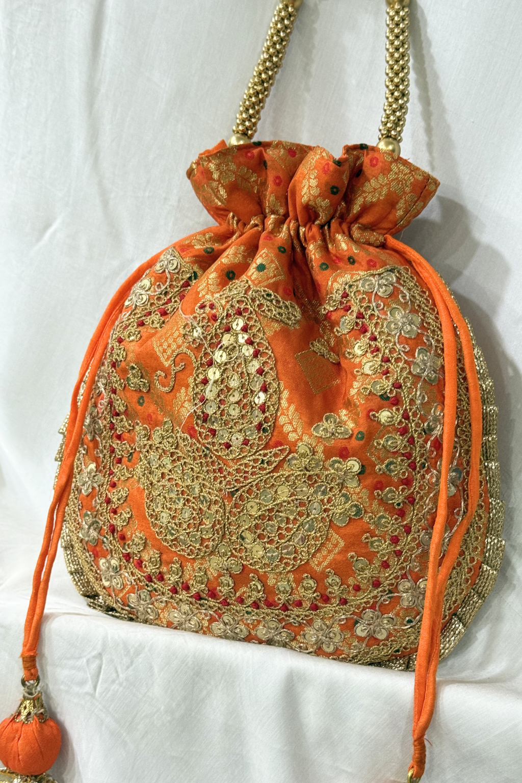 Marodi handwork potli Bag -  Orange Color
