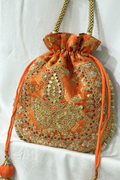 Marodi handwork potli Bag -  Orange Color