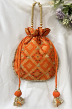 Marodi handwork potli Bag -  Orange Color