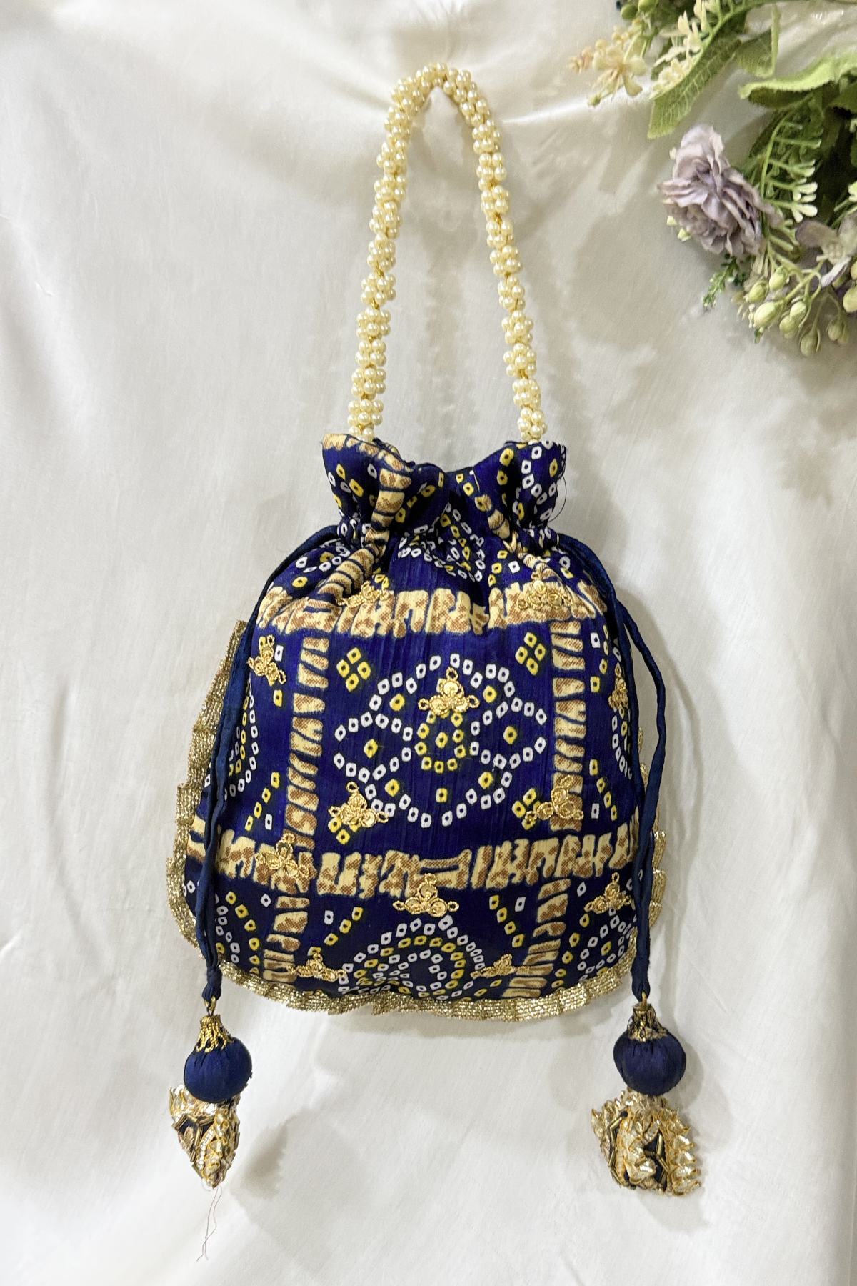 Marodi Peacock handwork potli Bag -  Blue