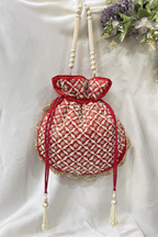 Jardosi  & Jaco Pearl potli Bag - Red