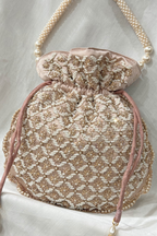 Jardosi  & Jaco Pearl potli Bag - Rose gold